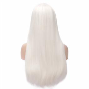 img 2 attached to Mersi White Wigs For Women 26'' Long Straight Synthetic Hair Fashion Costume Party Halloween S034WH