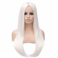 mersi white wigs for women 26'' long straight synthetic hair fashion costume party halloween s034wh логотип