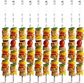 img 2 attached to 22 Inch Stainless Steel BBQ Barbecue Skewers - 12 Pack Kabob Skewers With Nonslip Ring Handle For Shish Kebab Chicken, Shrimp And Vegetables