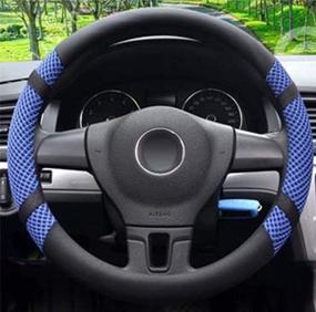 img 2 attached to Microfiber Leather And Viscose Universal Breathable Anti-Slip Odorless Steering Wheel Cover (14&#39 Interior Accessories