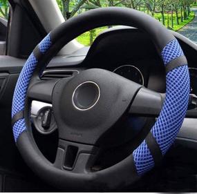 img 1 attached to Microfiber Leather And Viscose Universal Breathable Anti-Slip Odorless Steering Wheel Cover (14&#39 Interior Accessories