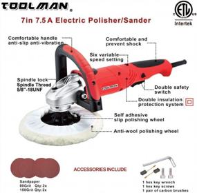 img 3 attached to : "7 Inch Toolman Angle Grinder With 7.5A Motor, 6 Speed Settings, And 20 Accessories - Compact Polishing Buffer, Waxer, And Sander Machine With Wool Pad And Sandpaper (Model DB5903B)