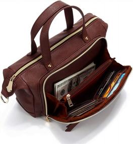 img 4 attached to Brenice Multi Pockets Наплечные сумки Винтажная мотоциклетная сумка для женщин Кофе 9,45 ''X 3,15 ''X 6,30 ''(ДхШхВ)