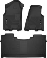 🚘 husky liners x-act contour series front & 2nd seat floor liners for 2019-2022 dodge ram 1500 crew cab without factory storage box - black, 3 pcs logo