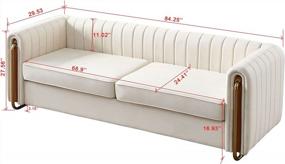 img 2 attached to Современный бархатный диван Dolonm: 84-дюймовый длинный мягкий диван с высоким подлокотником и металлическими ножками - идеально подходит для гостиной, офиса или спальни (бежевый)