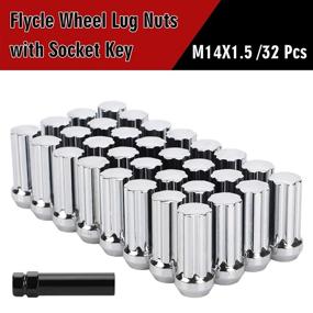 img 3 attached to 🔧 M14x1.5 Chrome Spline Lug Nuts - Pack of 32, 2 Inch Tall, Closed End Design with Socket Key for Chevy GMC F250 F350 8 Lug Aftermarket Wheels