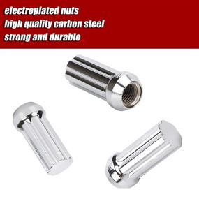 img 2 attached to 🔧 M14x1.5 Chrome Spline Lug Nuts - Pack of 32, 2 Inch Tall, Closed End Design with Socket Key for Chevy GMC F250 F350 8 Lug Aftermarket Wheels