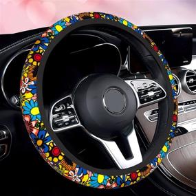 img 4 attached to ZTHLL Hippie Flower Steering Wheel Cover For Women Girls