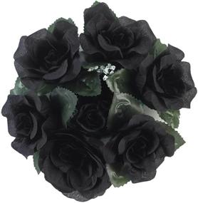 img 1 attached to Black Artificial Silk Rose Floral Candle Rings 4 Pack - Perfect For Party, Event & Wedding Centerpieces