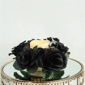 img 4 attached to Black Artificial Silk Rose Floral Candle Rings 4 Pack - Perfect For Party, Event & Wedding Centerpieces