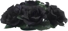 img 3 attached to Black Artificial Silk Rose Floral Candle Rings 4 Pack - Perfect For Party, Event & Wedding Centerpieces