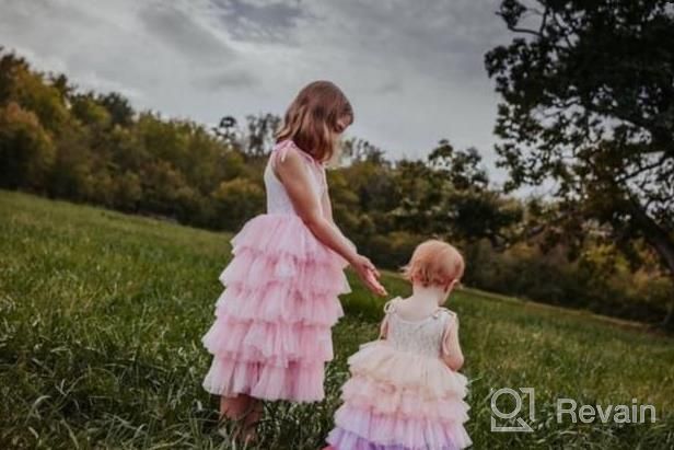 img 1 attached to Maxi Tulle Party Dress For Girls - Strap Lace Tiered Flower Girl Dresses review by Andargie Marquez