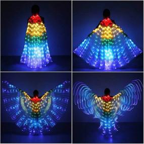 img 3 attached to IMucci Multicolor LED Belly Dance Isis Wings With Telescopic Sticks And Flexible Rods For Adults And Children, Perfect For Angel Dance And Glow Performances
