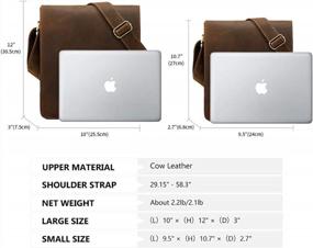 img 2 attached to Stylish & Compact: Kattee Leather Messenger Bag For Men, Perfect For A 10" Laptop