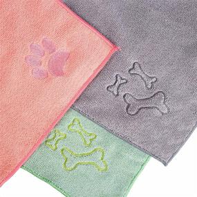 img 3 attached to Ultra Absorbent Microfiber Dog Towel, 3-Pack - Ideal for Bathing, Beach, and Muddy Paws - Large Size 40″ x 20″ - Quick Drying Pet Bath Towels - Lightweight and Essential for Cat and Puppy Showers