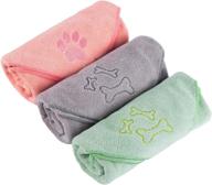 ultra absorbent microfiber dog towel, 3-pack - ideal for bathing, beach, and muddy paws - large size 40″ x 20″ - quick drying pet bath towels - lightweight and essential for cat and puppy showers logo