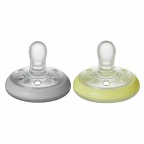 img 4 attached to Tommee Tippee Breast-Like Pacifier Night, Glow In The Dark, Skin-Like Texture, Symmetrical Design, BPA-Free Binkies, 0-6M, 2-Count, Yellow/White