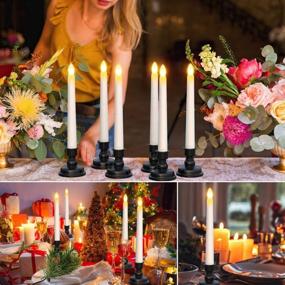 img 1 attached to Светодиодные конические свечи с таймерами, PChero 6 Pack Беспламенные мерцающие оконные свечи с батарейным питанием и держателями для подсвечников на День Благодарения Рождественские украшения для дома