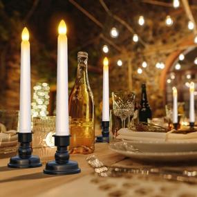 img 2 attached to LED Taper Candles With Timers, PChero 6 Pack Flameless Battery Operated Flickering Window Candles With Remote And Candlestick Holders For Thanksgiving Christmas Home Decorations