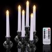 led taper candles with timers, pchero 6 pack flameless battery operated flickering window candles with remote and candlestick holders for thanksgiving christmas home decorations logo
