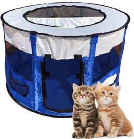 img 4 attached to 🐾 Spacious & Portable Pet House - Oxford Cloth Kennel Playpen for Dogs, Cats, Bunnies & Puppies - Indoor/Outdoor Exercise Pen with Large Space