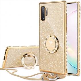 img 4 attached to Кейс Samsung Galaxy Note 10 Plus / Note 10 Plus 5G, блестящий роскошный милый телефонный чехол для женщин и девочек с подставкой, блестящим бриллиантовым стразом и кольцевой подставкой - золотой.