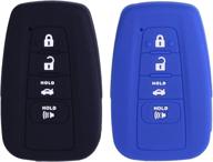 2pcs xuhang silicone key fob skin cover for 2018-2019 camry smart remote - black/blue protection shell logo