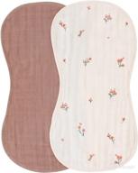🌸 lifetree organic cotton muslin baby burp cloths - large washcloths & face towels - burping rags & bibs for newborn boys girls - set of 2 (floral/solid) логотип