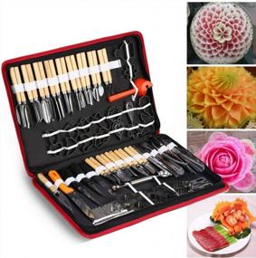img 4 attached to Master The Art Of Culinary Carving: 80PCS Chrome Steel Peeling And Carving Tool Kit With Carry Bag For Fruits, Vegetables And Halloween Pumpkins