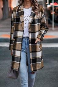 img 3 attached to Wool Blend Tartan Trench Coat For Women: Casual Buttoned Shacket Jacket With Pockets In Plaid Pattern - PRETTYGARDEN 2023