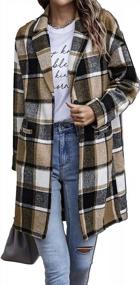 img 4 attached to Wool Blend Tartan Trench Coat For Women: Casual Buttoned Shacket Jacket With Pockets In Plaid Pattern - PRETTYGARDEN 2023