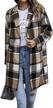 wool blend tartan trench coat for women: casual buttoned shacket jacket with pockets in plaid pattern - prettygarden 2023 logo