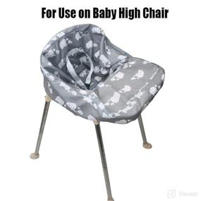 img 1 attached to 🐘 Pozico Portable Baby Shopping Cart Cover & Highchair Cover: Machine Washable, Replaceable Infant Seat Cover in White Elephant & Grey