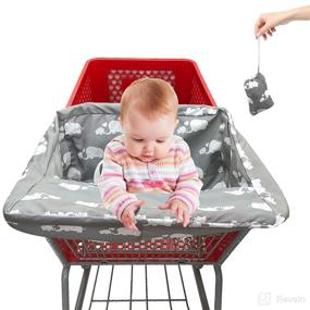 img 4 attached to 🐘 Pozico Portable Baby Shopping Cart Cover & Highchair Cover: Machine Washable, Replaceable Infant Seat Cover in White Elephant & Grey