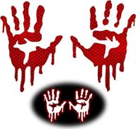 🩸 high intensity diamond grade reflective bloody dripping hands hard hat decals for helmets, motorcycle, fuel tank, windscreen, rear window, car bumper - red, 8.5in height логотип