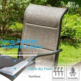 img 1 attached to PHI VILLA 7 Обеденный набор для патио, 1 открытый металлический стол с 6 стульями для патио на любую погоду, текстильная ткань, водонепроницаемая и быстросохнущая