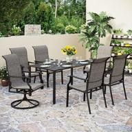 phi villa 7 pcs patio dining set, 1 outdoor metal table with 6 patio dining chairs for all weather, textilene fabric waterproof and quick-drying logo