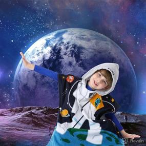 img 2 attached to 🏖️ Hooded Astronaut Theme Cotton Beach Towel for 2-7 Year Old Boy / Girl Toddlers and Kids - Multi-use Bath, Shower, Pool, Swim Poncho Bathrobe with Drawstring Bag