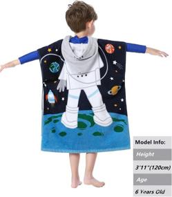 img 3 attached to 🏖️ Hooded Astronaut Theme Cotton Beach Towel for 2-7 Year Old Boy / Girl Toddlers and Kids - Multi-use Bath, Shower, Pool, Swim Poncho Bathrobe with Drawstring Bag