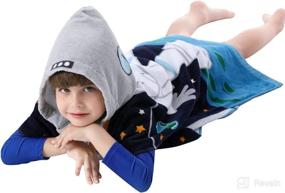 img 1 attached to 🏖️ Hooded Astronaut Theme Cotton Beach Towel for 2-7 Year Old Boy / Girl Toddlers and Kids - Multi-use Bath, Shower, Pool, Swim Poncho Bathrobe with Drawstring Bag
