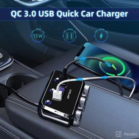 img 2 attached to 🚗 High-Speed Car Charger Adapter with 3-Socket Cigarette Lighter Splitter, QC 3.0 Dual USB and PD Type-C Ports, LED Display Voltage & Separate On-Off Switch - 12V/24V Compatible