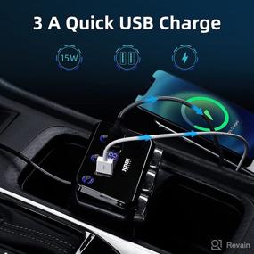 img 1 attached to 🚗 High-Speed Car Charger Adapter with 3-Socket Cigarette Lighter Splitter, QC 3.0 Dual USB and PD Type-C Ports, LED Display Voltage & Separate On-Off Switch - 12V/24V Compatible