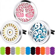 3-piece car diffuser vent clip set with aromatherapy essential oil lockets and 33 replacement pads - perfect for home, office, bathroom and kitchen - ideal gift for christmas and birthdays logo