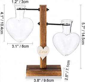 img 1 attached to Glass Plant Terrarium With Wooden Stand, Creative Double Heart Glass Hydroponic Vases, Modern Plant Propagation Station Desktop Planter Bulb Vase For Home Garden Office Decoration