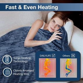 img 2 attached to Heat Up Your Nights With DAILYLIFE Electric Blanket: Soft & Cozy, 50"X60", 10 Heating Settings, Deep Blue
