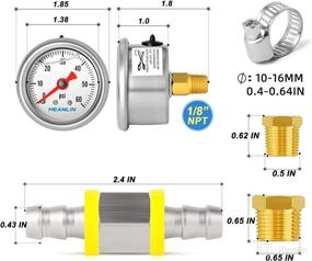 img 3 attached to 🔥 MEANLIN Stainless Steel Glycerin-Filled Fuel Pressure Gauge - 0-60Psi, 1/8" NPT, with 1.5" Dial Face - Liquid-Filled WOG Water Oil Gas Pressure Gauge (9-Piece Kit, Back Mount)