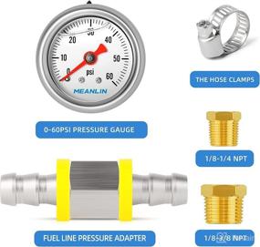 img 2 attached to 🔥 MEANLIN Stainless Steel Glycerin-Filled Fuel Pressure Gauge - 0-60Psi, 1/8" NPT, with 1.5" Dial Face - Liquid-Filled WOG Water Oil Gas Pressure Gauge (9-Piece Kit, Back Mount)