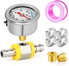 img 4 attached to 🔥 MEANLIN Stainless Steel Glycerin-Filled Fuel Pressure Gauge - 0-60Psi, 1/8" NPT, with 1.5" Dial Face - Liquid-Filled WOG Water Oil Gas Pressure Gauge (9-Piece Kit, Back Mount)