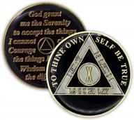 black 10 year sobriety coin triplate aa chip recovery anniversary token logo