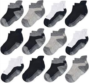 img 4 attached to Breathable Cotton Mesh Ankle Socks With Non-Slip Grip For Newborns, Infants, Toddlers, And Children - Pack Of 6/12